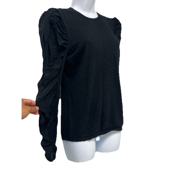 Neiman Marcus The Cashmere Collection Black Silk Long Sleeve (L) Career Classy - Picture 3 of 15